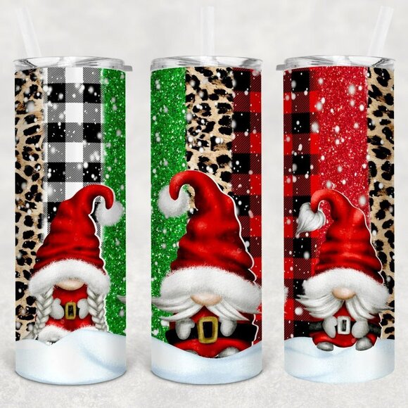 Custom 20oz Stainless Steel Tumbler Christmas Gnomes Patterns - Picture 1 of 1